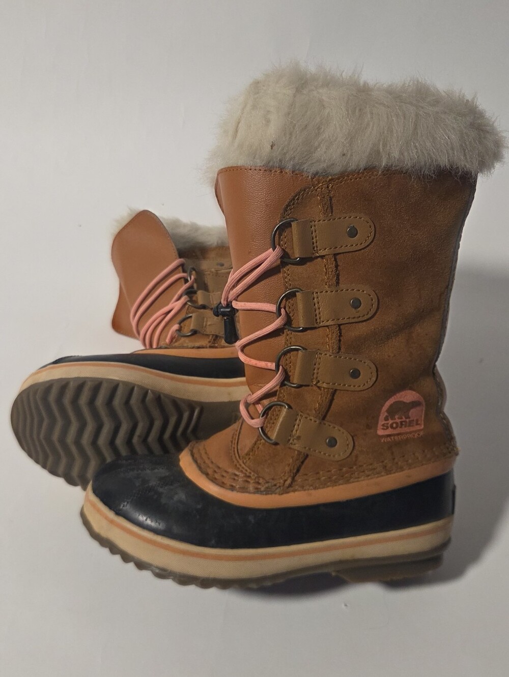 Sorel Kids Brown & Black Winter Snow Boots with Faux Fur Trim